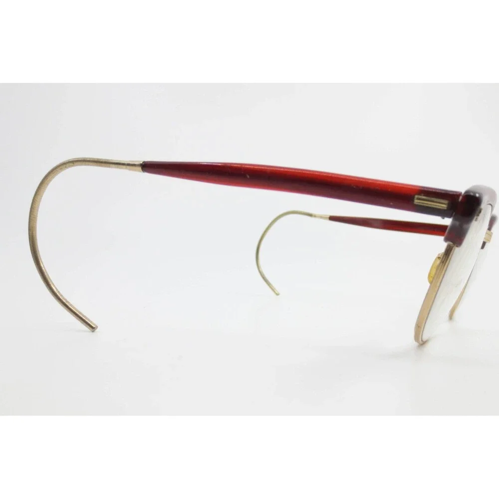 Vintage Shuron Shurset Browline Glasses 1/10 12K Gold Filled Burgundy 22 Bridge